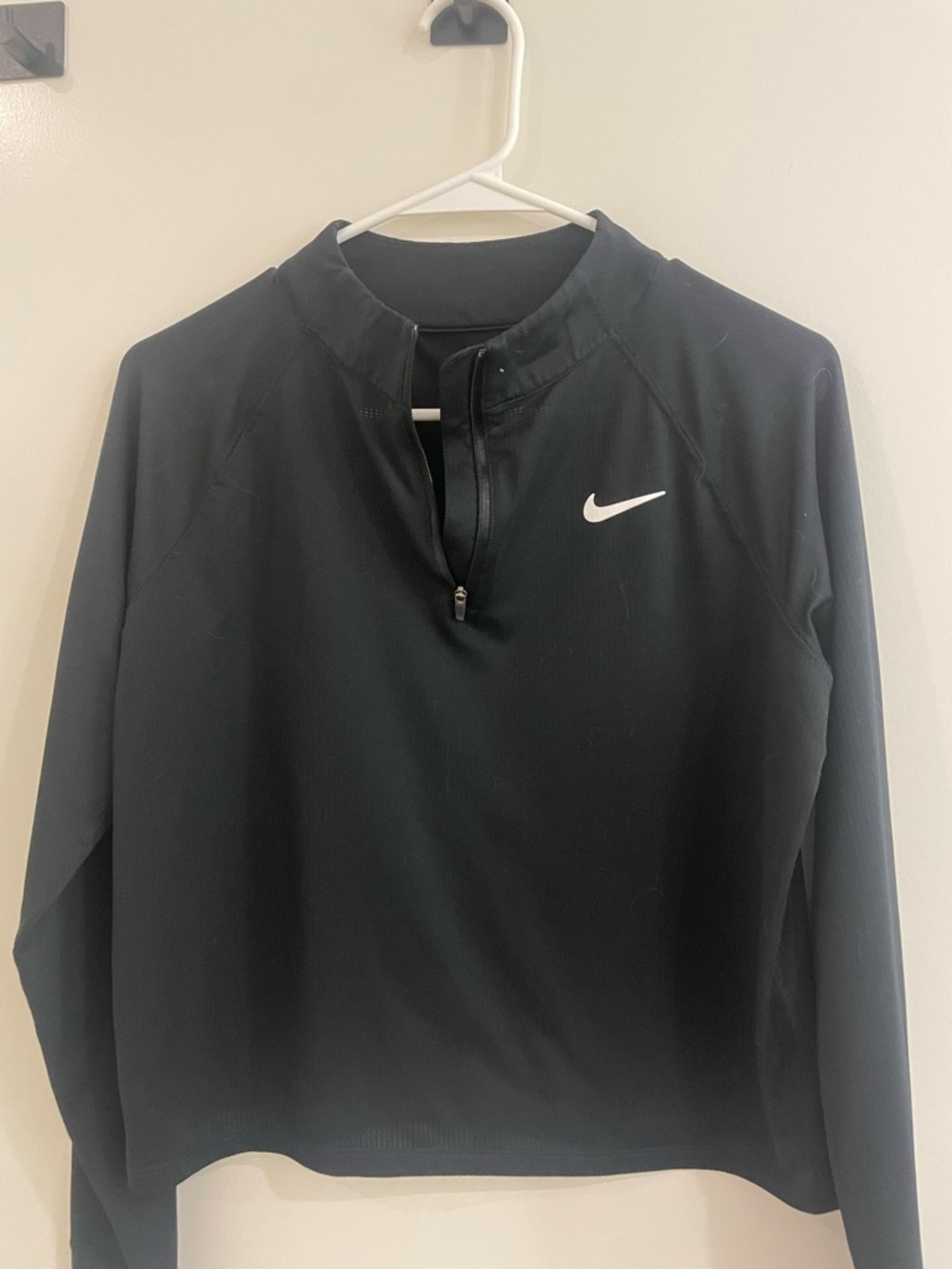 Nike Black Women's Quarter-Zip Performance Jacket with White Swoosh
